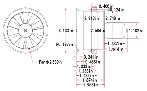 Brushless Motor 4S 3500KV 16.8V for EDF 64mm 11 Blades Electric Ducted Fan, High Speed Motor 58800RPM, Hobby Jet Engine RC Car Engine Parts, Remote Control Model Replacement Airplane Parts DIY - style: Single Motor/4S 3500KV