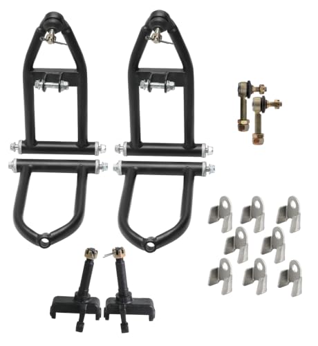 Zarko Front Suspension Assembly Kit for ATV Quad Go Kart Buggy 110cc 125cc 150cc, A-Arm Suspension Set with Steering Spindles, Tie Rod Ends and Shock Mount Brackets for Off-Road Go Cart Replacement