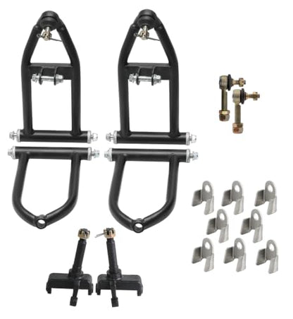 Zarko Front Suspension Assembly Kit for ATV Quad Go Kart Buggy 110cc 125cc 150cc, A-Arm Suspension Set with Steering Spindles, Tie Rod Ends and Shock Mount Brackets for Off-Road Go Cart Replacement