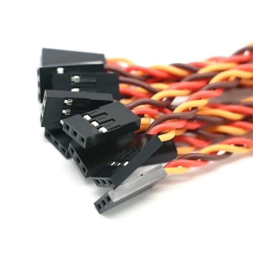 30 Pcs Servo Extension Cable 10-100cm Anti-Interference for Futaba JR RC Helicopter Car | Anti-interference servo wire set, 6 lengths 10-100cm, 30 pcs, compatible with Futaba & JR receivers.(10cm Cable) - color: 10cm Cable