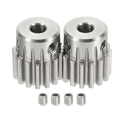 uxcell 2Pcs 1 Mod 15T Spur Gear 5mm Bore, 304 Stainless Steel Pinion Gear, 20°Pressure Angle, for Spur Rack and RC Model Car or Motor DIY(14mm) - size: 1 Mod 15T, 5mm x 14mm