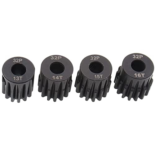 4PCS Metal Steel 32P 5mm Pinion Gear Set 13T 14T 15T 16T with Hex Key for RC Cars(Compatible with 0.8 Metric Pitch)