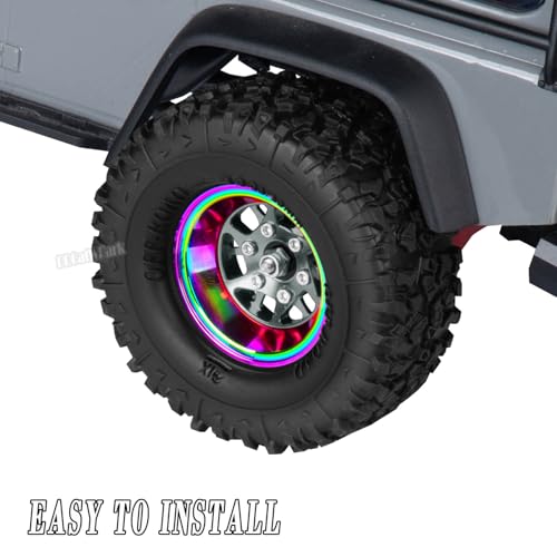 RC 1.3 Beadlock Wheel Rims for 1/18 TRX4M 1/24 SCX24 RC Crawler Car,Aluminum Alloy Beadlock Wheel Rim Hub,4Pcs RC Off Road Buggy Rally Truck Car Wheels Rims,Titanium - color: Titanium - (1.3 Beadlock Rims)
