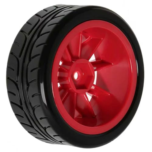 RC OD 65mm 1/10 Rally Racing Tires and Plastic Street Wheels 12mm Hex for 1:10 1/12 Scale On Road Touring Drift Car Tamiya TT01 TT02 Traxxas XV02 XV01 TA06 HPI KYOSHO PTG2 4PCS (Red) - color: Red