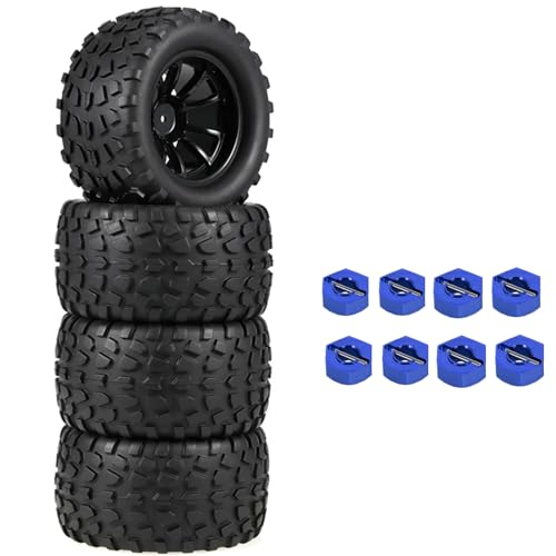 2.8 RC Monster Truck Tires and Wheels 12mm Hex for 1/10 ARRMA Rustler Stampede VXL Hoss 4x4 Redcat Volcano Epx Pro Monster Truck Models(Black)