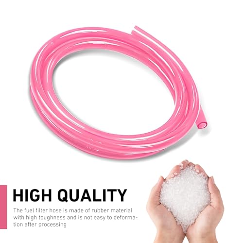 Fuel Line Hose Tube, 0.2" ID 9.84ft Flexible Carburetor Fuel Vent Line, Waterproof Rubber Petrol Fuel Gas Lines Pipe Hose Tubing, Compatible with Motorcycle ATV Dirt Bike (Pink)