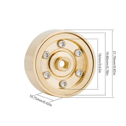 DJX 4PCS 17g Brass 0.7 inch Beadlock Wheels SCX30 Wheel Rim Hub for 1/30 Axial SCX30 RC Crawler Car Upgrades Parts (Gold) - color: Gold