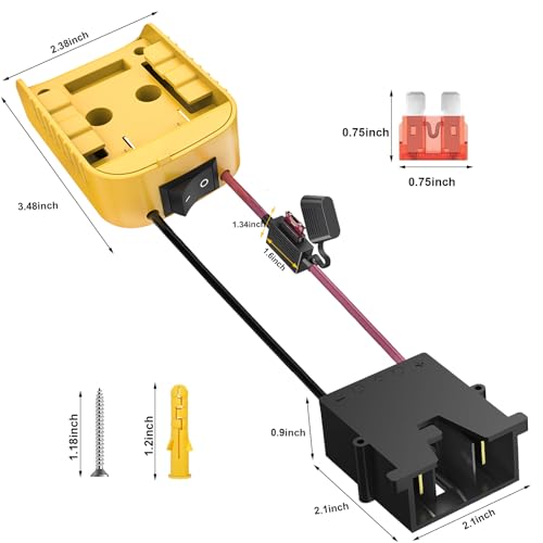 Ranoff Power Wheel Adapter 18V/20V Battery with Fuse & Wire terminals, Wheels Battery Conversion Kit Power Connector for DIY Ride On Truck, RC Car Toys and Robotics - size: for DT