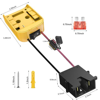 Ranoff Power Wheel Adapter 18V/20V Battery with Fuse & Wire terminals, Wheels Battery Conversion Kit Power Connector for DIY Ride On Truck, RC Car Toys and Robotics - size: for DT