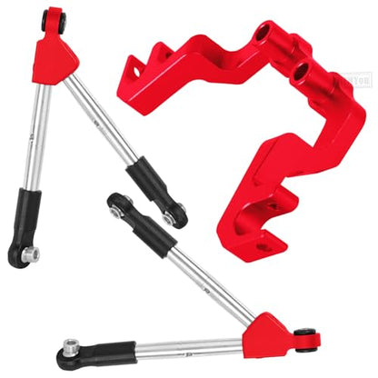 RC 7075 Aluminum Front Tie Rods w/Stabilizer Upgrades Part for 1/10 Slash 4x4 lcg,7075 Aluminum Alloy Front Tie Rods Hop Ups,Red - color: Red - (Upgrades)