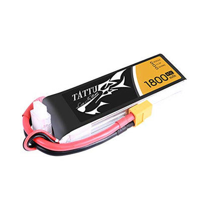 TATTU 11.1V 1800mAh 3S 45C LiPo Battery Pack with XT60 Plug for Skylark M4-FPV250 Mini Shredder 200 INDY250 Plus MOJO 280 QAV250 Vortex Emax Nighthawk 250 RC Heli Airplane UAV Drone FPV