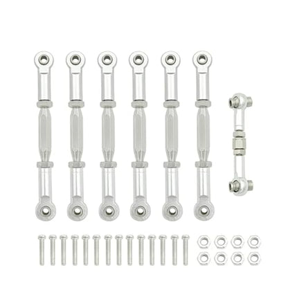 Compatible with Traxxas for Slash 4X4 2WD 1/10 RC Car Upgrade Parts 1 Set Aluminum Turnbuckle Camber Link End Adjustable Kit RC Tie Link Rods(Silver) - size: Silver