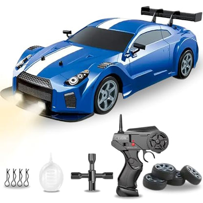 Liberty Imports RC Drift Car 1/16 2.4GHz 4WD Remote Control Sport Racing On-Road Vehicle with LED Light, Batteries and Drift Tires (Blue) - color: Blue
