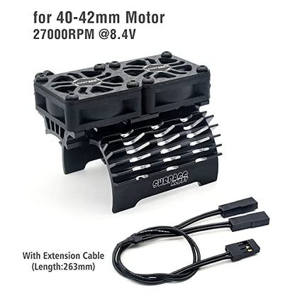 40mm RC Motor Cooling Fans, Hobby Twin Fan with Metal Heatsink for 1/8 1/10 RC Car 3650 3660 540 550 (40mm Black for 55-58mm Motor) - style: 40mm Black for 55-58mm Motor