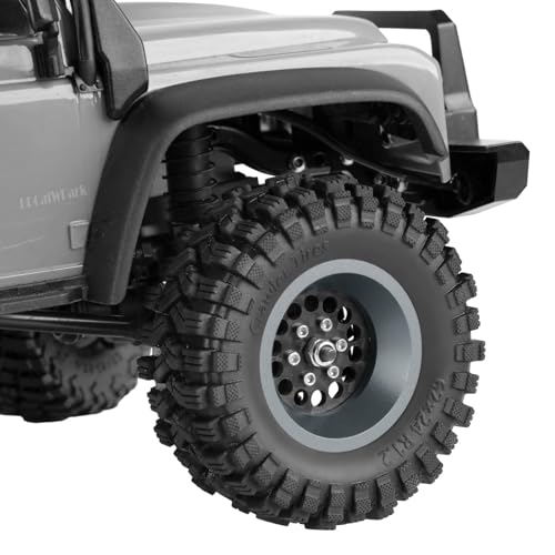 RC 1.2" Carbon Fiber Beadlock Wheels and Tires for 1/18 TRX4M,1/24 SCX24 RC Crawler Car,4PCS Carbon Fiber 1.2 Wheels Rims & Rubber Tires - E - style: 1.2 Tires - (E)
