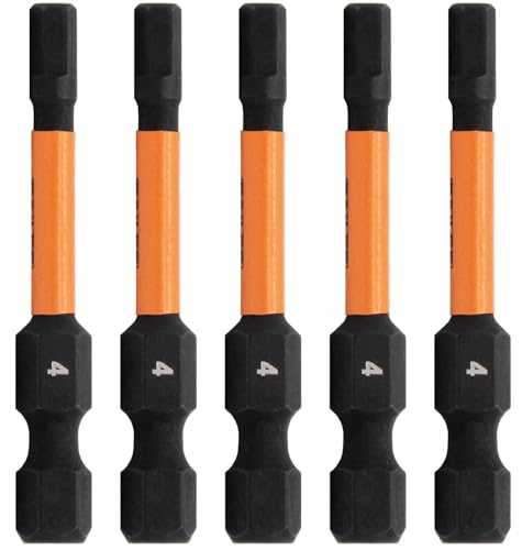 5pc 4mm Hex Bit Set 2 Inch S2 Steel Impact Allen Wrench Screwdriver Bits | Precision machined hex tip for machinery & furniture assembly. Extended 2" reach for quick-release 1/4" hex chucks. - size: 0.157 in