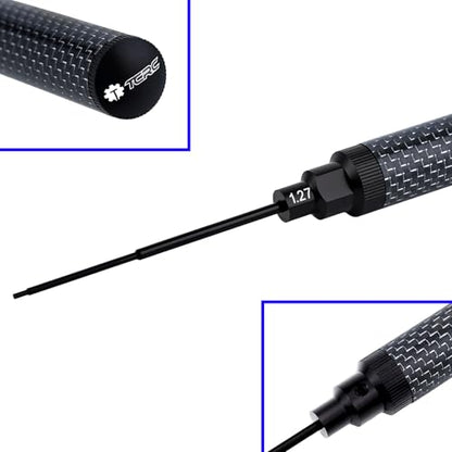 Carbon Fiber Handle Tool with M7 High Speed Steel Screwdriver bit Set 1.27mm Hex Driver for 1/32 1/30 1/24 1/18 RC Car Premium Tool(Excellent wear Resistance)