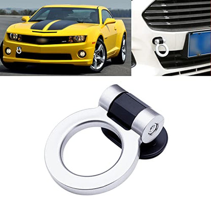 x xotic tech JDM Track Racing Style Bumper Trailer Tow Hook Ring Decoration Sticker Universal Fit All Car Truck SUV,Silver - color: Silver