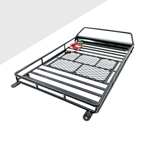 BESTonZON Car Roof Luggage Rack with Light Bar for Rc Crawler Cargo Holder for Storage and Decoration Compatible with Models Black