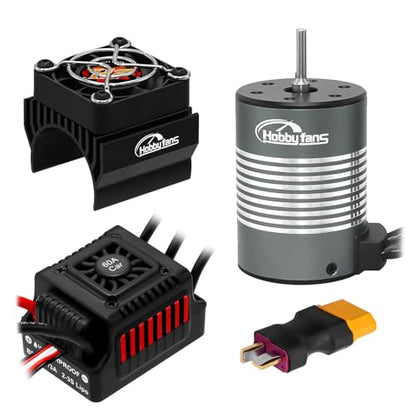 Waterproof S3650 4300KV Brushless Motor 3.175mm Shaft with 60A Sensorless Brushless ESC Electric Speed Controller Combo Set and Heatsink for 1/10 Remote Control Car Truck, Red - size: 4300KV Motor & 60A ESC &Heatsink
