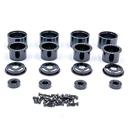 1UP Wheels 1.0" Island Ultra Wide Premium Wheels | Black | for Axial SCX24, AX24, Traxxas TRX4-M, Redcat Ascent-18, FMS FCX18, 7mm Hex Vehicles - Aluminum Beadlock Wheels - color: Black