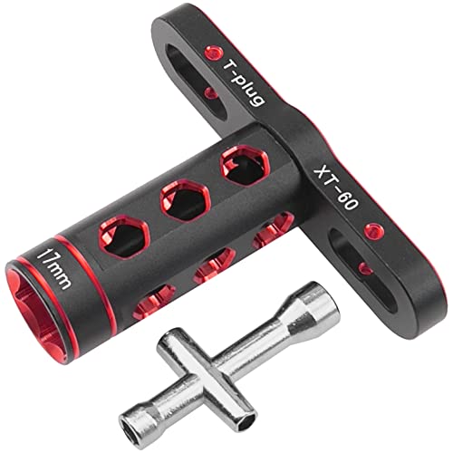 RC Car Tool 17mm Hex Adapter Wheel Wrench w/ 4mm 5mm 5.5mm 7mm Hex Socket Wrench Compatible with Traxxas Axial Arrma HSP Redcat Tamiya ECX HPI 1/8 1/10 1/12 Car Truck (Red) - color: Red