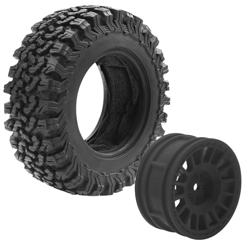 4Pcs HIRCQOO 1.9" RC Crawler Tires OD 90mm Rubber Tire and Plastic Wheel Rims 12mm Hex Compatible with 1/10 Axial SCX10 D90 Tamiya CC01 TF2 TRX4 RC Crawler (Black) - color: Black