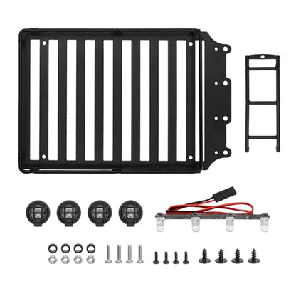 INJORA Roof Rack with LED Spotlights and Ladder Accessory for 1/18 TRX4M