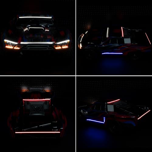 1/10 Slash 2WD RC Car Full Car Front & Rear LED Light Spotlight Kit | Light Bar Roof Lamp LED Headlight Taillights Set compatible with 1/10 Traxxa Slash 2WD Hoss Rustler VXL Stampede RC Truck