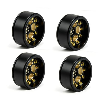 Brass 0.7" Wheel and Brass/Offset and 0.7‘’ Wheel Tire with Foam for SCX30 Cars Upgrade Parts 4pcs/Set (Brass 0.7" Beadlock Offset Wheel) - color: Brass 0.7" Beadlock Offset Wheel