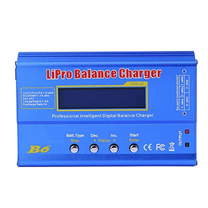 80W RC Lipo Battery Balanced Charger, B6 Smart Digital Charge Discharge Tool with Cables Multi Protection Lithium Battery Charger 1-15 NiCd NiMH RC Accessory for 1-6S Lithium Cells (with XT60 Plug) - size: With XT60 plug