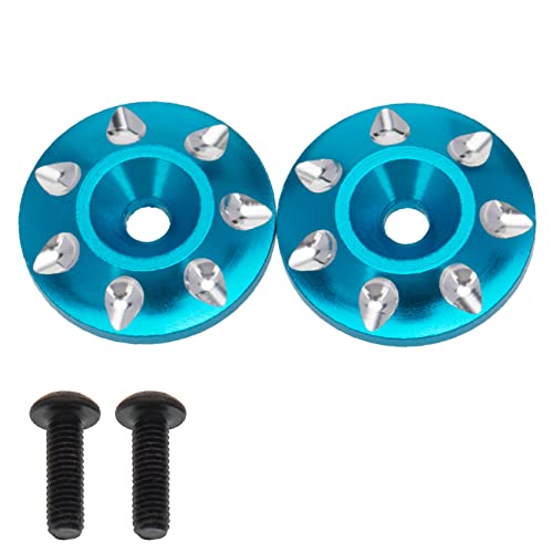 2PCS Metal Rear Wing Buttons Washer,Universal Rear Fixed Tail Protection Spacer/Gasket Compatible with 1/10 RC Off Road Short Truck Buggy Racing Car(Blue) - color: Blue