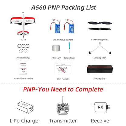 Radiolink A560 Plug & Play (PNP) 3D RC Airplane with Gyro 6 Flight Modes | 580mm Wingspan 4CH Gyro Byme-A Flight Controller, Brushless Motor&ESC for Beginner (No Radio/Receiver/Charger)