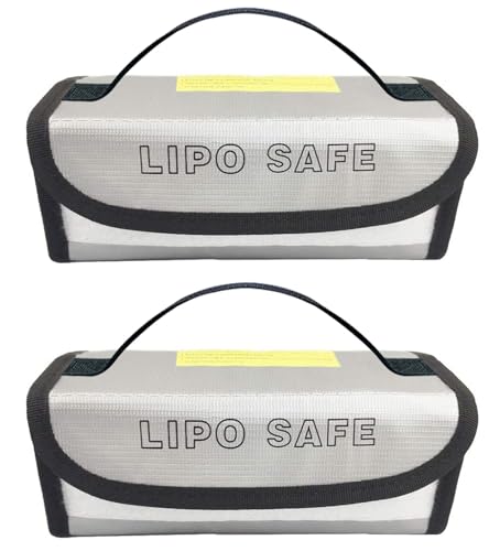 2PCS 185x60x75mm Lipo Safe Bag Fireproof Explosionproof Bag Safe Accessories for Hobby Remote & App Controlled Vehicle Lipo Batteries Storage and Charging, bag185