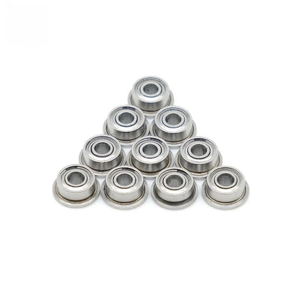 10Pcs FR144ZZ Flange Ball 1/8" x1/4" x7/64 Double Metal Double Shielded Bearings 3.175x6.35x2.779mm Inch Size Ball Bearings - size: FR144ZZ 3.175x6.35x2.779