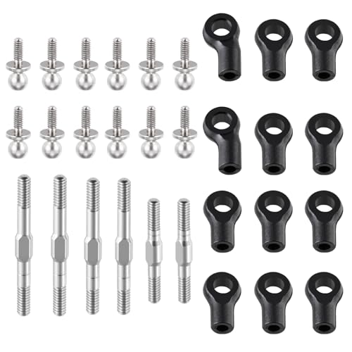 Stainless Steel Adjustable Turnbuckles/Camber Links Set with Ball Head Screw for Losi 1/24 Buggy Micro-B/ 1/28 Micro-T Linkage Upgrade Part