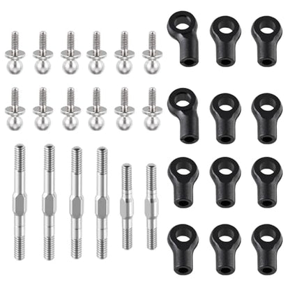 Adjustable Turnbuckle Set Stainless Steel Pull Rod Nylon Ball Head | Upgrade Parts, For Losi 1/24 Micro-B, For Losi 1/28 Micro-T 2WD, RC Car Buggy
