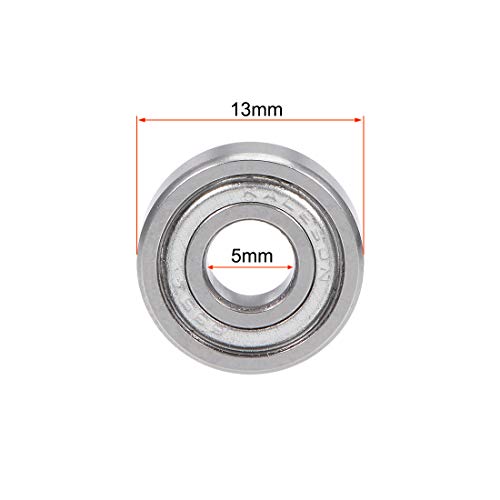 uxcell 695ZZ Deep Groove Ball Bearing 5x13x4mm Double Shielded Chrome Steel Bearings 5-Pack - size: 5mmx13mmx4mm