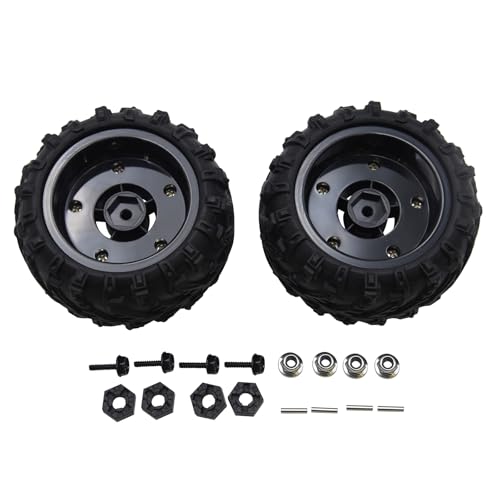 Blomiky 2 Pack 3.3 * 1.85 Inch Wheel Tires 12mm 4 Pack Hexes M4 Locknus and 10 * 2mm Pins 2.6mm Locknuts for Some 1/14 1/16 1/18 1/20 Scales XLH HBX RC Trucks / Q903 Tire Hex Pin