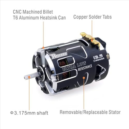 Rocket-RC 540 V5R Sensored Brushless Motor 6.5T 8.5T 10.5T 13.5T 17.5T 21.5T 25.5T for 1/10 1/12 Scale F1 Drift RC Racing Car (Black 21.5T SPEC) - color: Black 21.5T SPEC