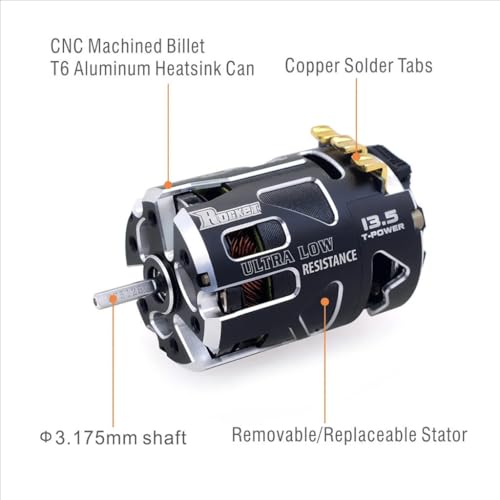 Rocket-RC 540 V5R Sensored Brushless Motor 6.5T 8.5T 10.5T 13.5T 17.5T 21.5T 25.5T for 1/10 1/12 Scale F1 Drift RC Racing Car (Black 10.5T Modified) - color: Black 10.5T MODIFIED