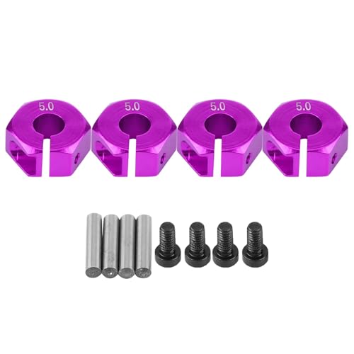 4 Pcs Universal Wheel Hex Hub Adapters,12mm Wheel Hex Mount with Pins and Screws,Wheel Hex Drive Adapters Hub RC Model Vehicle Accessory for RC Spare Part RC Car Upgrade Parts (5.0MM Purple) - size: 5.0MM purple