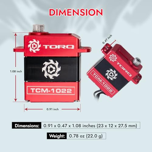 TORQ TCM-1022 Full CNC Case Metal Gear Coreless Servo for FX118, FMS - Remote Control Car, RC Car, 1/18 RC Crawler Upgrade Electronics RC Servo (TCM-1022 for FX118, FMS)
