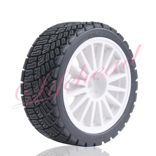 Lifehead 67mm RC On-Road Rally Car Tires and Wheels for 1/10 RC On-Road Touring Drift Car HSP Tamiya XV01 TT01 TT02B HPI Kyosho FAZER MK2 /12mm Hex - color: White C