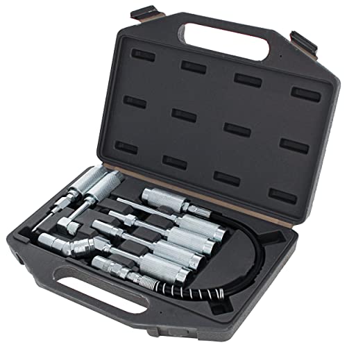 ABN Lube Accessory Kit - 7pc Automotive Universal Grease Coupler Kit and Grease Gun Attachments with Carrying Case