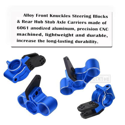 Front Knuckles Steering Blocks & Rear Hub Stub Axle Carriers Upgrades Part for 1/8 Kraton/Notorious/Outcast 6S BLX 4WD,Alloy Steering Hop Ups,Replaces #AR330505 #AR330404,Navy Blue - color: Navy Blue