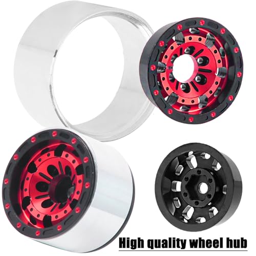 1.0 RC Wheels RC Truck Tires for 1/18 1/24 TRX4M,SCX24,FCX24 RC Crawler,Alloy 1.0‘’ Beadlock RC Truck Tires RC Wheels (4pcs Red) - color: C-red