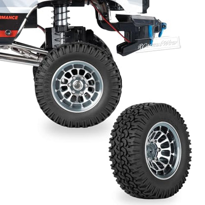 1.55 Inch Aluminum Alloy Beadlock Wheel and Tires for Tamiya AX90069 D90 TF2 CC01 CC02 1/10 RC Crawler Car,1.55 Beadlock Tires RC Rims,Soft Rubber All Terrain Tyre Metal Rims,Titanium - color: Titanium(4pcs)