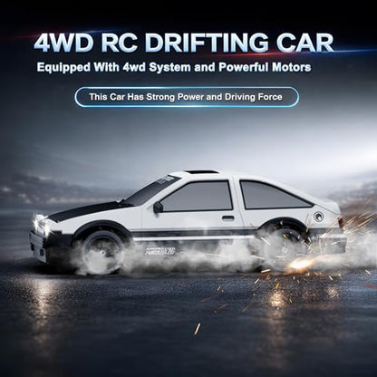 Remote Control Car RC Drift Car 2.4GHz 1:24 Scale 4WD 15KM/H High Speed Model Vehicle with LED Lights Drifting Tire Racing Sport Toy Car for Adults Boys Girls Kids Gift - color: B-white