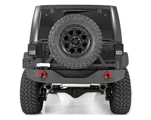 Front Bumper +Rear Bumper for 2007-2018 Wrangler JK,Hitch and D-rings | Offroad Steel Bumper Full Width with 2" Hitch Receiver and D-rings Compatible with Jeep Wrangler JK - size: 2007-2018 JK Front and Rear Bumper